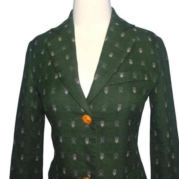 Madchen Anthropologie Forested Forest Green Blazer Jacket Retro 70s Style XS - Picture 2 of 7